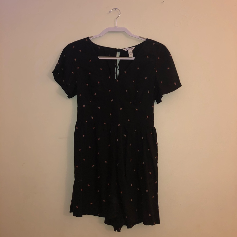 Black Rose Pattern Romper